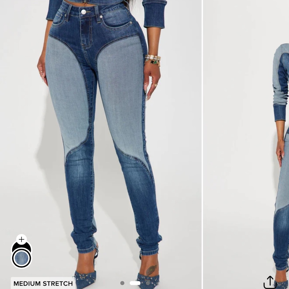 Fashion Nova Blue Denim Women's Jean Set - Picture 2 of 3
